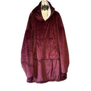 Hooded Plush Blanket Sweatshirt. Burgundy with pockets. One size fits all.